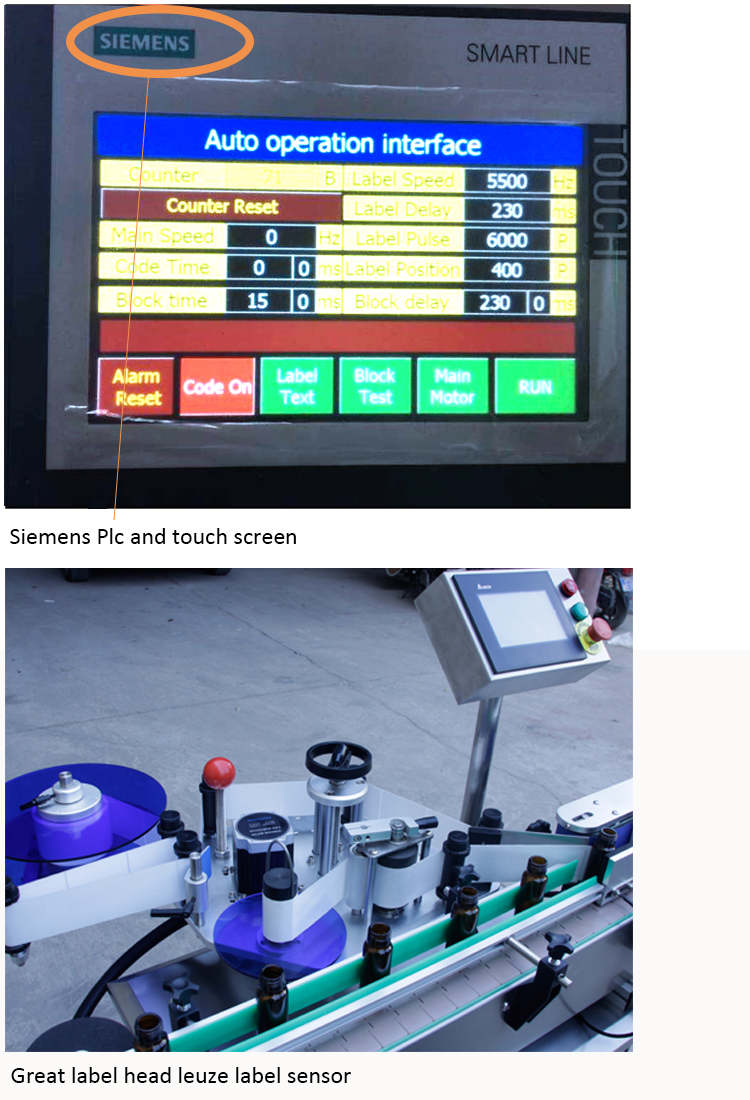 Avtomatska oznaka za zavijanje okrogle steklenice